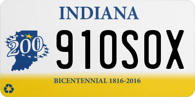 IN license plate 910SOX