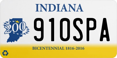IN license plate 910SPA