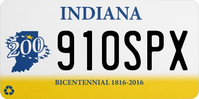 IN license plate 910SPX