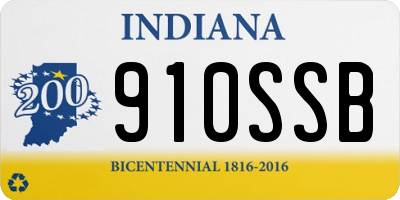 IN license plate 910SSB