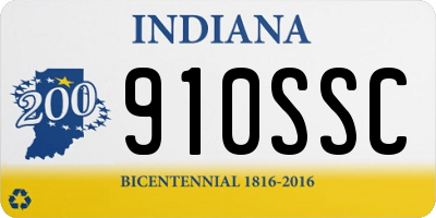 IN license plate 910SSC