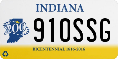 IN license plate 910SSG