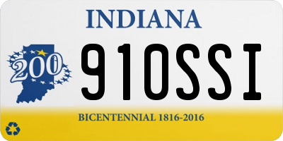 IN license plate 910SSI