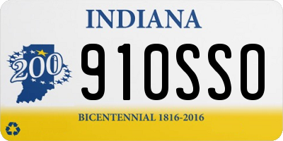 IN license plate 910SSO