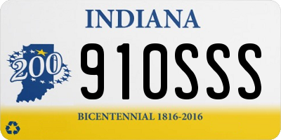 IN license plate 910SSS