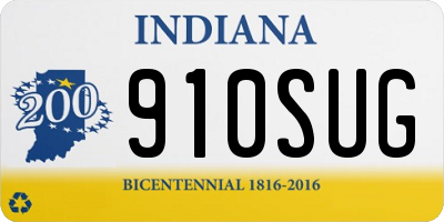 IN license plate 910SUG