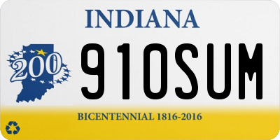 IN license plate 910SUM