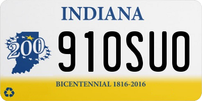IN license plate 910SUO
