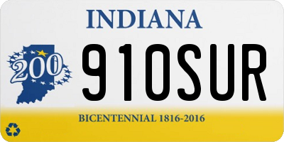 IN license plate 910SUR