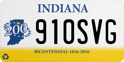 IN license plate 910SVG