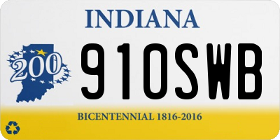 IN license plate 910SWB