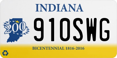 IN license plate 910SWG