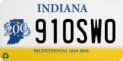 IN license plate 910SWO