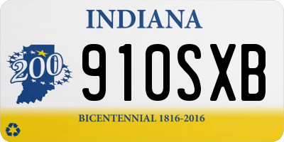 IN license plate 910SXB
