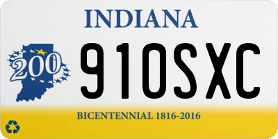 IN license plate 910SXC
