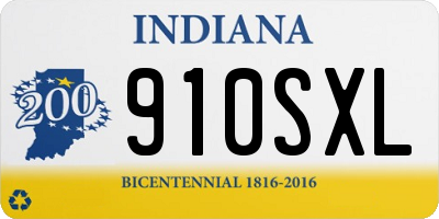 IN license plate 910SXL