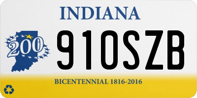 IN license plate 910SZB