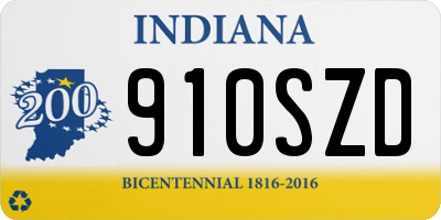 IN license plate 910SZD