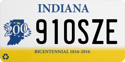 IN license plate 910SZE