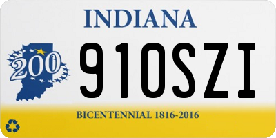 IN license plate 910SZI