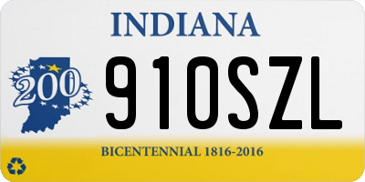 IN license plate 910SZL