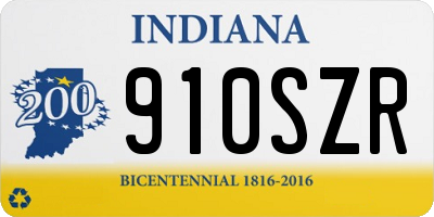 IN license plate 910SZR