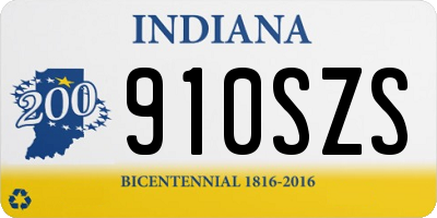 IN license plate 910SZS
