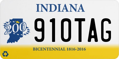IN license plate 910TAG