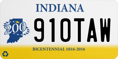 IN license plate 910TAW
