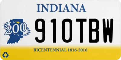 IN license plate 910TBW