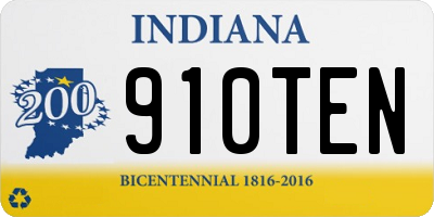 IN license plate 910TEN
