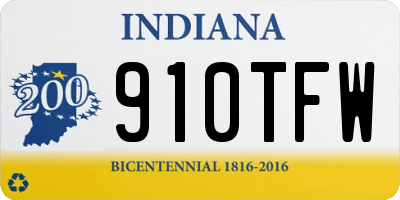 IN license plate 910TFW