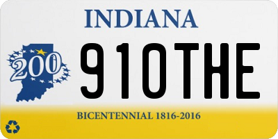 IN license plate 910THE