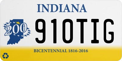 IN license plate 910TIG