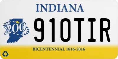 IN license plate 910TIR