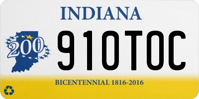 IN license plate 910TOC