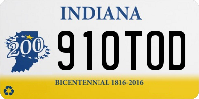 IN license plate 910TOD