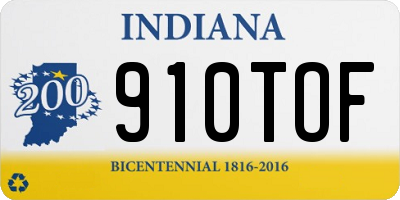IN license plate 910TOF