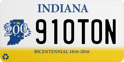 IN license plate 910TON