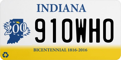 IN license plate 910WHO