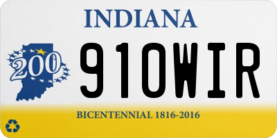 IN license plate 910WIR