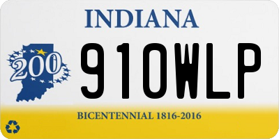 IN license plate 910WLP