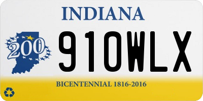 IN license plate 910WLX