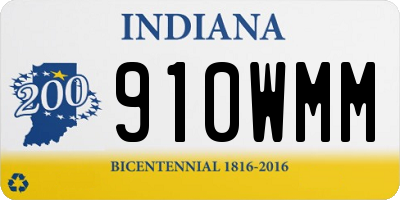 IN license plate 910WMM