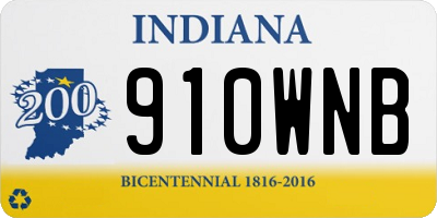 IN license plate 910WNB