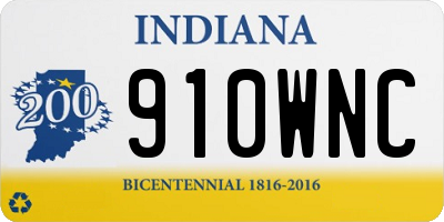 IN license plate 910WNC
