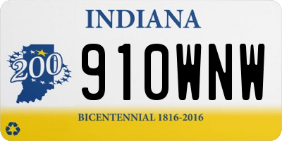IN license plate 910WNW
