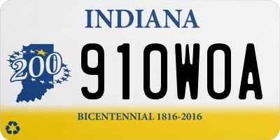 IN license plate 910WOA
