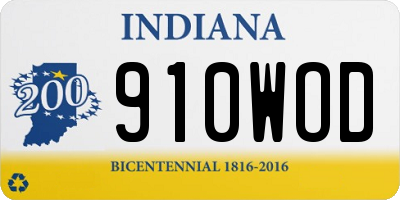 IN license plate 910WOD