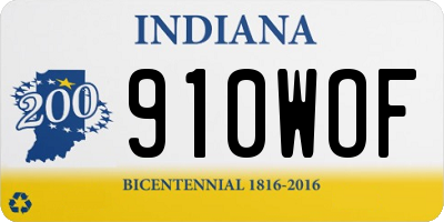 IN license plate 910WOF